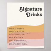 Moderne Retro 70's Regenboog Signature Dranken Bor Poster (Voorkant)