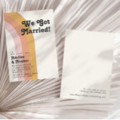 Moderne Retro 70's Regenboog Trouwfoto Aankondigin Kaart