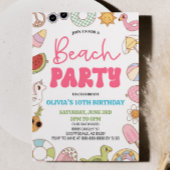 Moderne Retro 70's Zomer Verjaardag Beach Party Kaart