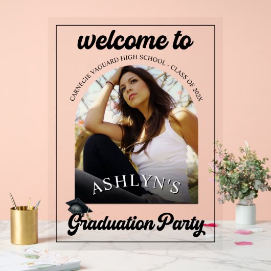 Moderne retro afstudeerfeest acryl bord (Huwelijk)