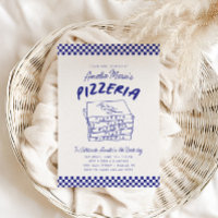 Moderne Retro Blauw Italiaanse Pizzeria Pizza Part