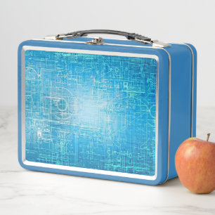 Moderne Retro Blauwdruk Metalen Lunchbox