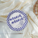 Moderne Retro Bleu Italien Pizzeria Pizza Party<br><div class="desc">Mangia,  mangia ! Ce design est entièrement personnalisable et les couleurs peuvent être changées selon ce qui convient le mieux pour vous et votre thème. Dans cette version,  nous avons utilisé une audacieuse illustration d'art rétro bleu et fantaisiste en ligne.</div>