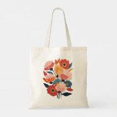 Moderne Retro Bloemen Boeket Canvas tas (Achterkant)