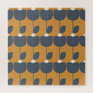 Moderne retro bloemen: Scandinavisch geometrisch. Legpuzzel