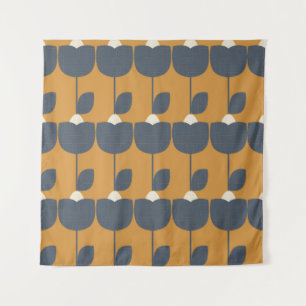 Moderne retro bloemen: Scandinavisch geometrisch. Wandkleed