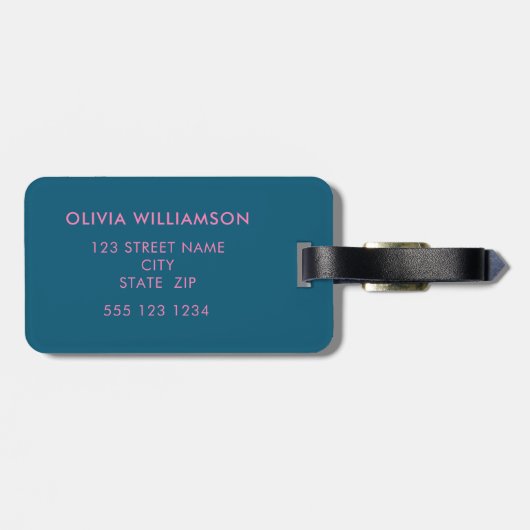 Moderne retro bloemenblokprint bagagelabel (Achterkant horizontaal)