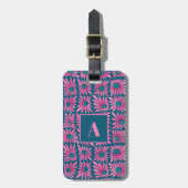 Moderne retro bloemenblokprint bagagelabel (Voorkant verticaal)