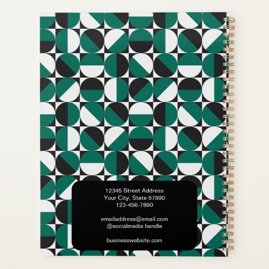 Moderne retro boho groen en zwart planner (Achterkant)