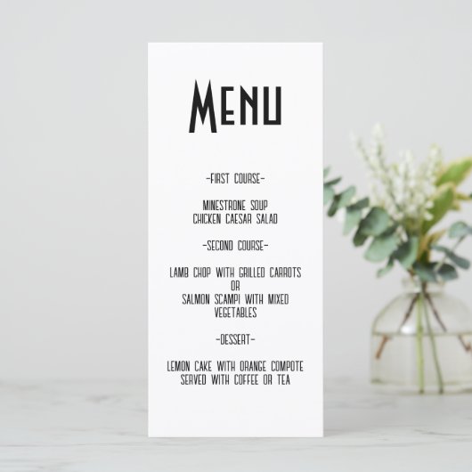 Moderne Retro Bold en Edgy Bruiloft Menu (Staand voorkant)