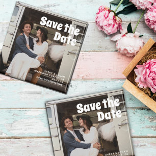 Moderne Retro Bold Typography Photo Wedding Magneet