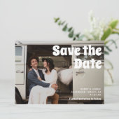 Moderne  Retro Bold Typography Photo Wedding Save The Date (Staand voorkant)