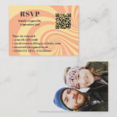 Moderne Retro Bruiloft RSVP Online QR Code Foto Informatiekaartje (Voorkant / Achterkant)