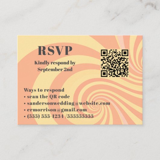 Moderne Retro Bruiloft RSVP Online QR Code Foto Informatiekaartje (Voorkant)