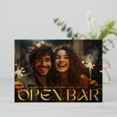 Moderne Rétro Carte de Save The Date avec Bar Ouve (Debout devant)