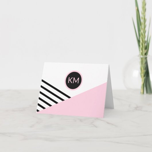 Moderne Retro Chic Monogram Logo Note Kaart (Voorkant)