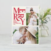 Moderne retro Chritsmas red foto Aankondiging (Staand voorkant)