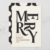 Moderne retro Chritsmas zwart goud Aankondiging (Voorkant / Achterkant)