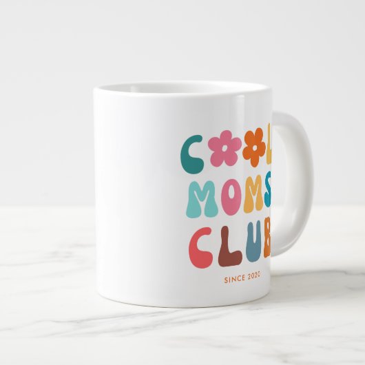 Moderne Retro Cool moeders club  Groovy Daisy Extra Grote Beker (Voorkant rechts)