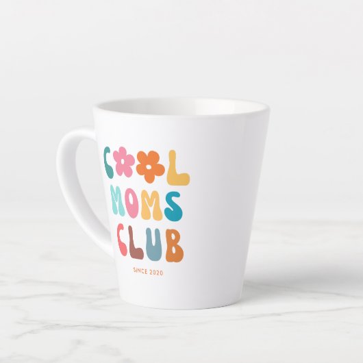 Moderne Retro Cool moeders club  Groovy Daisy Latte Mok (Linkerhoek)