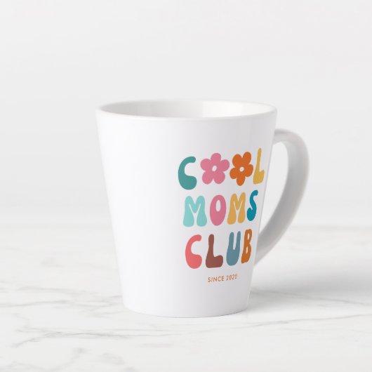 Moderne Retro Cool moeders club  Groovy Daisy Latte Mok (Rechterhoek)