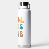 Moderne Retro Cool moeders club  Groovy Daisy Waterfles (Achterkant)