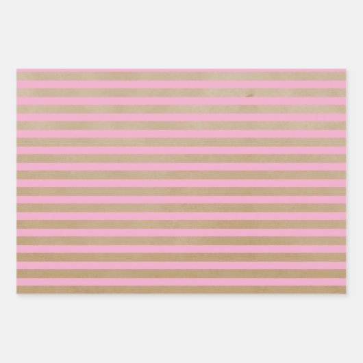 Moderne Retro Cream Hot Pink Stripes Kraft Inpakpapier Vel (Voorkant 2)
