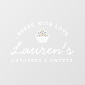 Moderne Retro Cupcakes Sweets Cafe Bakkerij Logo Raamsticker (Vel)