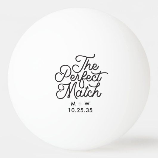 Moderne retro de perfecte match script bruiloft pingpongballen (Achterkant)