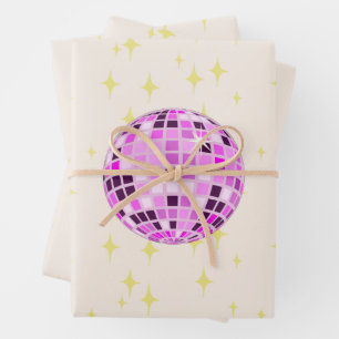Moderne Retro Disco Ball Beige Inpakpapier Vel