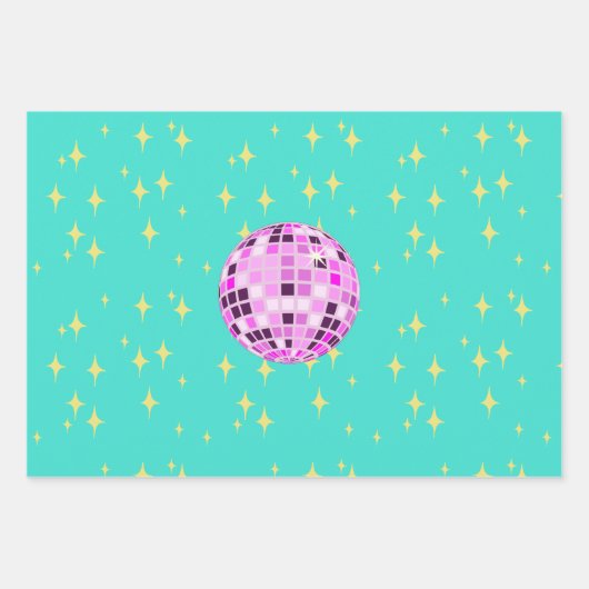 Moderne Retro Disco Ball turquoise Inpakpapier Vel (Voorkant)