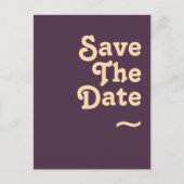 Moderne Retro | Donkere Paarse Save The Date Uitnodiging Briefkaart (Voorkant)