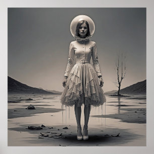 Moderne Retro Dreamscape: Meisje in focus Poster