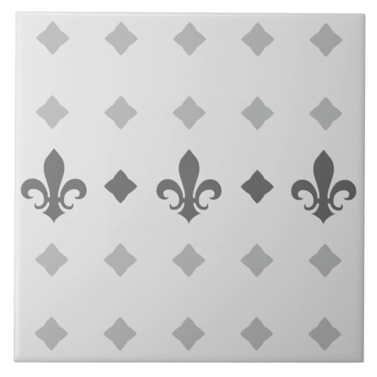 Moderne Retro Elegante Tegels Fleur de Lis Pattern Tegeltje (Voorkant)