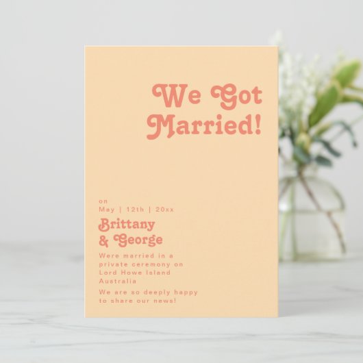 Moderne Rétro | Faire-part de mariage crème orange (Debout devant)