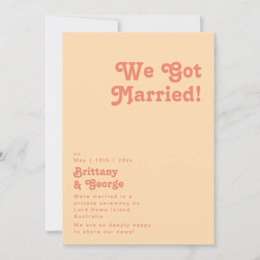 Moderne Rétro | Faire-part de mariage Orange Cream (Devant)