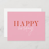 Moderne Retro Felicitatie Met Roze Lettertype Foto Feestdagenkaart (Voorkant / Achterkant)