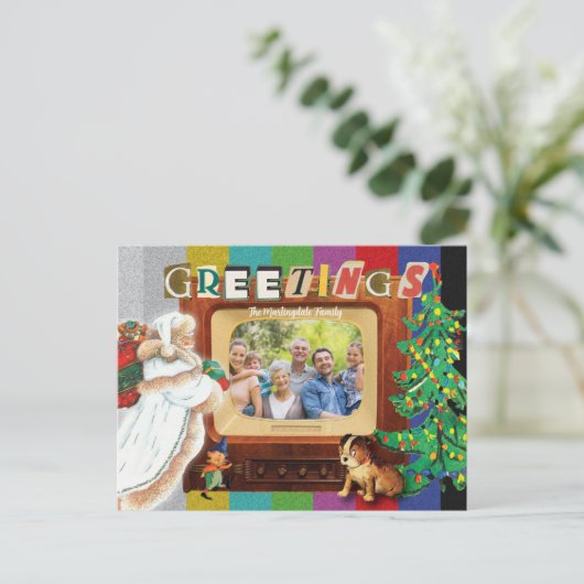 Moderne Retro foto Kerstvakantie Feestdagenkaart (Staand voorkant)