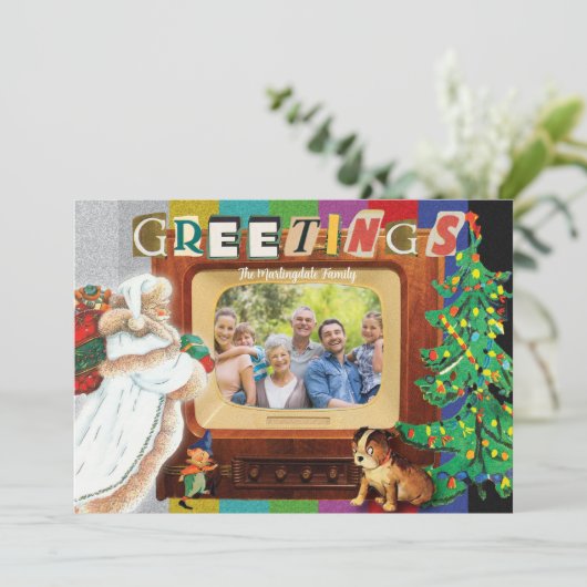 Moderne Retro foto Kerstvakantie Feestdagenkaart (Staand voorkant)