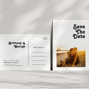 Moderne Retro-foto opslaan Datum invullen Uitnodiging Briefkaart