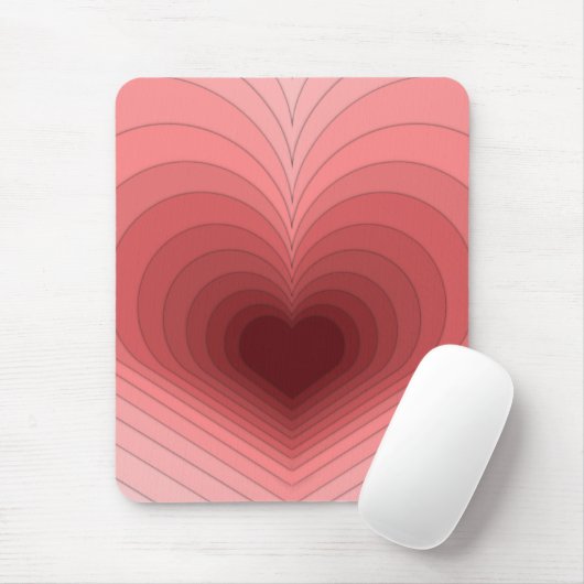 Moderne Retro Funky Red Pink Heart Mousepad Muismat (Met muis)