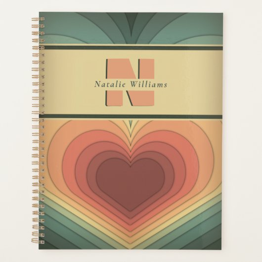 Moderne Rétro Funky Romantique Planner Coeur (Devant)