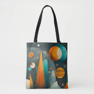 ✨Moderne Retro Futuristische Ruimte Abstracte Kuns Draagtas