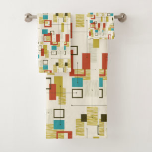 Moderne, Rétro, Géométrique, Turquoise Du Milieu D