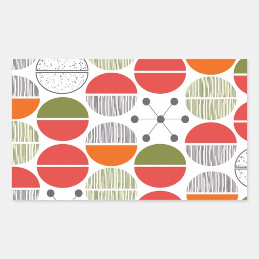 Moderne Retro Geometrische Polka stippen Rechthoekige Sticker (Voorkant)