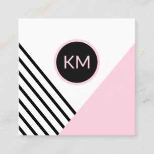 Moderne Retro Geometrische Pop Kunst met Monogram  Vierkante Visitekaartje