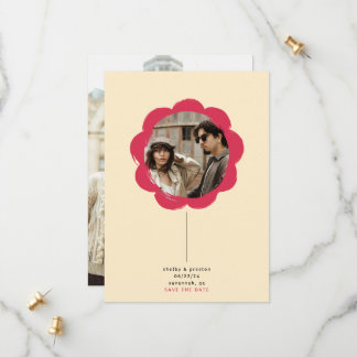Moderne Retro Geschilderde Bloem Lijst Foto Bruilo Save The Date