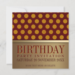 Moderne Retro Gold Birthday Kaarten voor uitnodigi