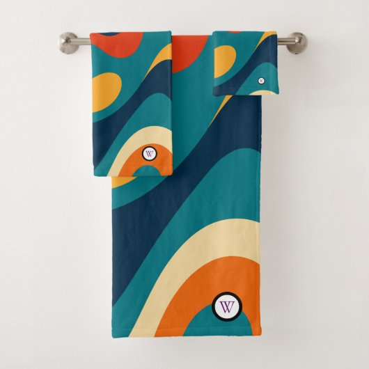 Moderne Retro Golf Abstract Patroon Bad Handdoek (Insitu)