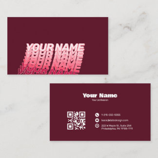 Moderne Retro Golvende Typografie Bordeaux QR CODE Visitekaartje